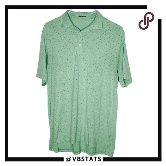 Tasc Other - Tasc Men's Polka Dot Short Sleeve High Low Hem Golf Polo Shirt Green Size XL
